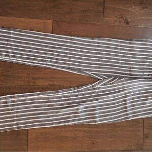 Striped Gray and White Silky drawstring Faconnable Size 4 Pants